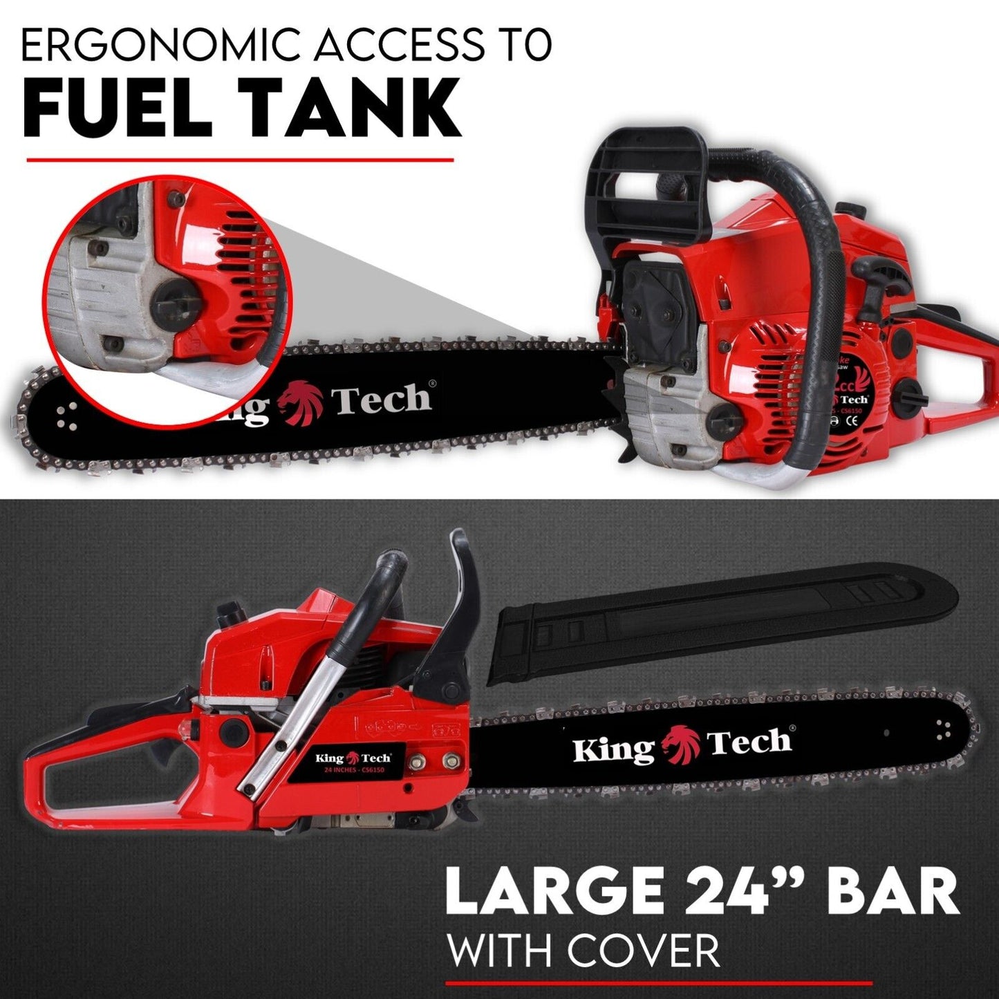 Commercial Petrol Chainsaw 24 Bar Chain Saw Tree Pruning Top Handle"