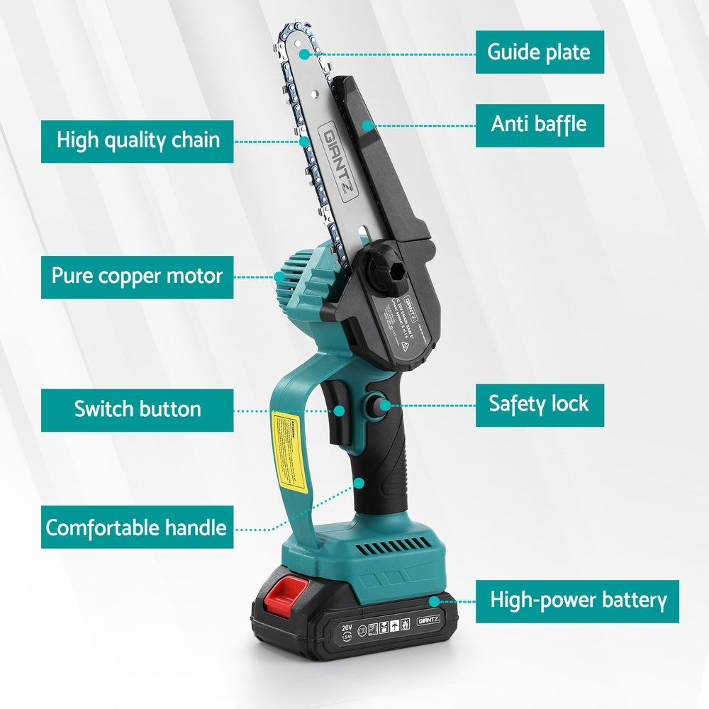 Giantz 6 Mini Cordless Electric Chainsaw Rechargeable Wood Cutter"