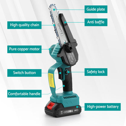 Giantz 6 Mini Cordless Electric Chainsaw Rechargeable Wood Cutter"