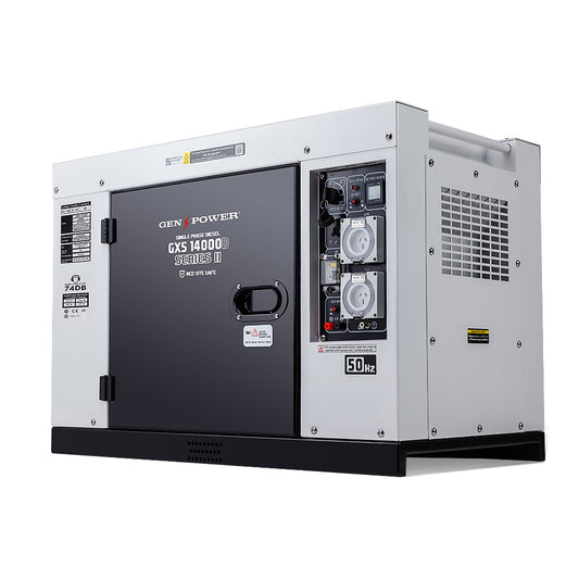 GENPOWER 8.4kW Peak 6kW Rated Single Phase Commercial Diesel Generator, RCD Safety Switch