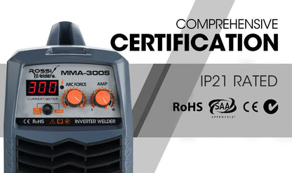 ROSSI 300 Amp Stick Welder, Portable Arc MMA Inverter Welding Machine, 15A Plug
